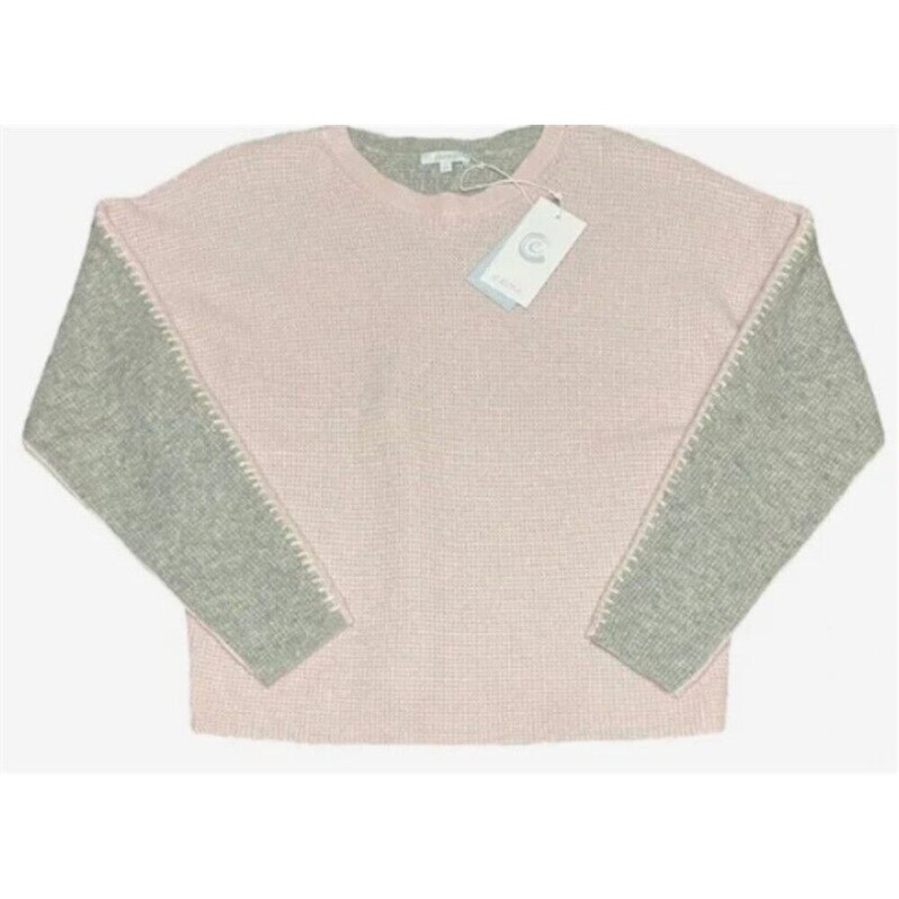 NWT Calme Johnny Was XL Color Block Wool Cashmere Crew Neck Sweater Pink 113915